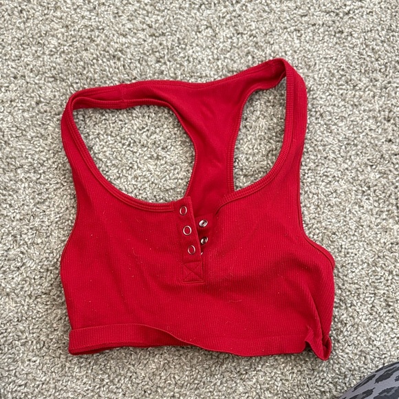 Red Racerback Crop Top - Picture 2 of 2